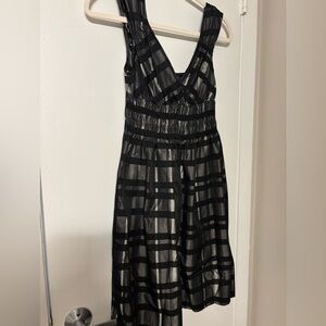Zara Black and White Plaid Midi Dress
